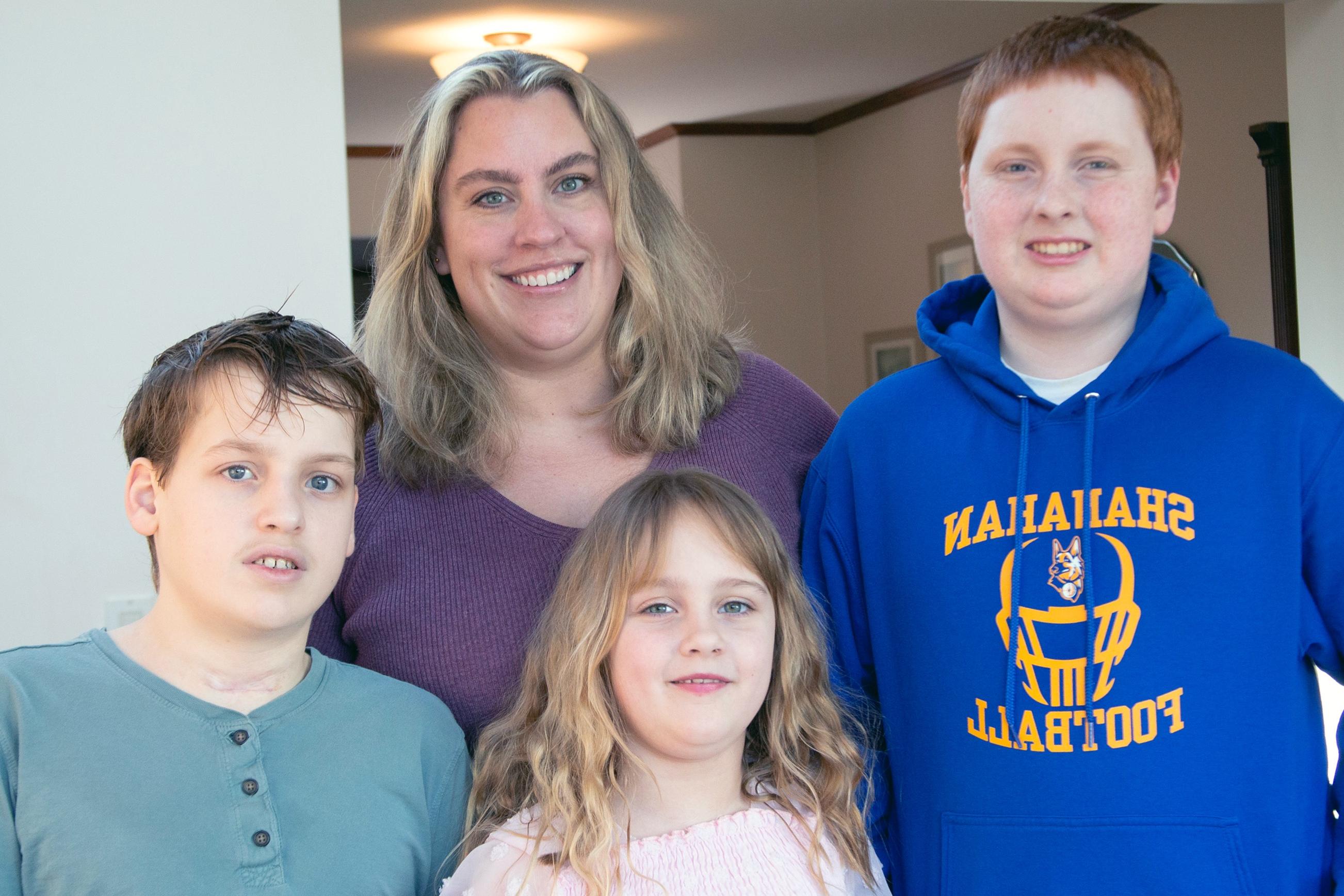 Online MSBS student Bridget Doherty with her children, L-R, Theodore, Daisy and Phinneas